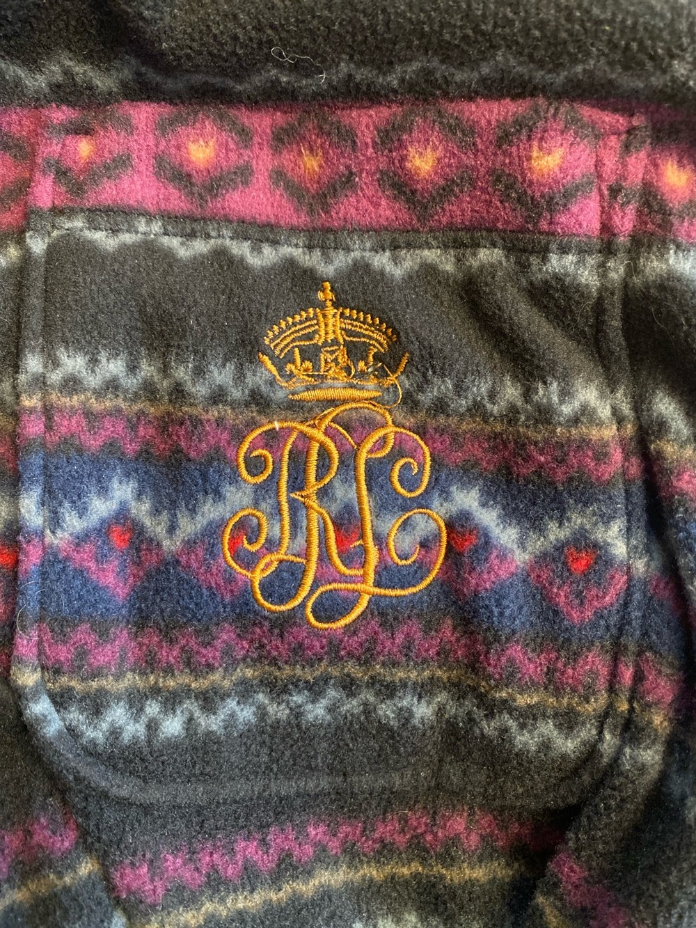 Lauren Ralph Lauren Women's Geometric Southwest Aztec Print Fleece Robe M - Picture 2 of 5